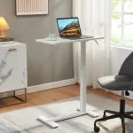 Masa pentru laptop reglabila pe inaltime Klirg, alba, 68x36 cm