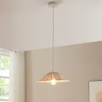 Lustră suspendată Bridge alb-bej cu abajur textil, E27, 35 cm