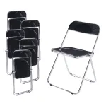 Set 6 scaune pliabile negre Pornainen, metal si PET, [en.casa]
