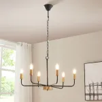 Candelabru Bishop cu 6 brațe, metal negru și finisaj culoare alamă