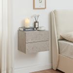 Noptieră suspendată Ampfing cu 2 sertare, aspect beton deschis