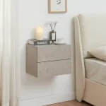 Noptieră suspendată Ampfing cu 2 sertare, aspect beton deschis