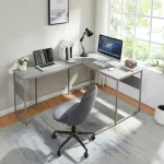 Birou de colț Karlstang în formă de L, 166x120x75 cm, gri deschis