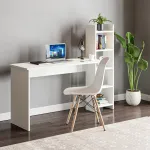 Birou alb cu raft lateral integrat 150x45x120 cm pentru home office