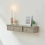 Raft de perete Geeste cu 2 sertare, aspect beton deschis, 60x15x10 cm