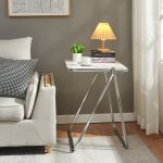 Masă laterală pliabilă Alerhavn, albă, 70x49x68 cm, [en.casa]