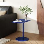 Masă laterală Nastätten din metal, albastru închis, 50x50x38 cm