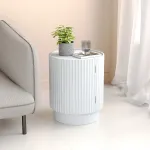 Masă laterală Rill cu ușă, albă, 49xØ40 cm, pentru living și dormitor