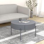 Masă de cafea Rill cu sertar, rotundă, gri, 36 x Ø60 cm