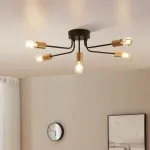 Lustră de tavan Benfleet cu 5 becuri E27, negru și auriu tip alamă