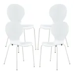 Set 4 scaune dining albe Etne, suprapozabile, din lemn si metal