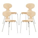 Esszimmerstuhl Kil 4er Set Holzfarben/Chromfarben [en.casa]