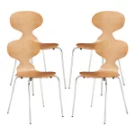 Set 4 scaune dining Kil, aspect nuc și picioare cromate