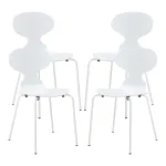 Set 4 scaune dining albe Kil, stivuibile, din lemn si metal