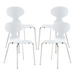 Esszimmerstuhl Kil 4er Set Weiß/Chromfarben [en.casa]