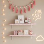 Set 2 rafturi de perete pentru copii Vestnes 80x17 cm roz Cotton Candy