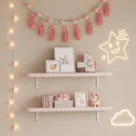 Set 2 rafturi de perete pentru copii Vestnes 80x17 cm roz Cotton Candy