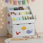 Bibliotecă pentru copii Aqua Dream cu sertar pe roți, 70x63x30 cm