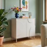 Sideboard Holea mit 2 Türen 75x70x34 cm Beige [en.casa]