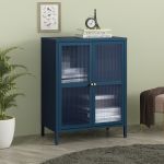 Sideboard Säkylä 84x64x35cm Navyblau [en.casa]