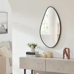 Oglindă de perete Orland 82x46 cm, neagră, formă picătură