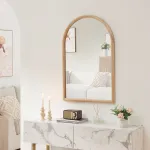 Oglindă de perete Podena 90x60 cm cu ramă arcuită, natur