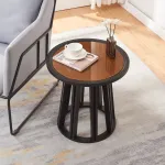 Măsuță laterală Burgess 51x51 cm, negru și aspect nuc, [en.casa]