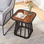 Masă laterală Burgess 51x51x51 cm, negru și aspect nuc, [en.casa]