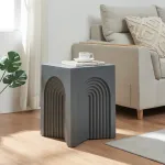 Masă laterală Elverumn 45x35x35 cm gri mat, design arcuit, [en.casa]