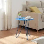 Masă laterală Nopimi din metal, albastru mat, 45x43 cm