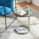 Beistelltisch Ylivieska 46xØ45 cm Chromfarben/Grauglas [en.casa]