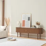 Comodă TV Mapia 166x40x55 cm, finisaj nuc, cu 2 uși glisante