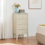 Comodă Luspoo cu 4 sertare, crem alb, 82x40x40 cm, [en.casa]