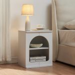 Noptieră albă Trorhun 48x40x30 cm, cu 2 rafturi deschise