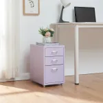 Fișet mobil de birou cu 3 sertare, mov deschis, 48x28x41 cm