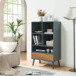 Bibliotecă cu sertar Reyljand 120x70x40 cm gri și aspect stejar