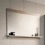 Oglindă de baie Krildihana 60x50 cm cu poliță, finisaj stejar