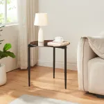 Masă laterală rotundă Ulökantaa 50x50 cm, sticlă fumurie, maro