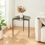 Masă laterală rotundă Ulökantaa 50x50 cm din sticlă fumurie, gri