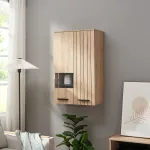 Dulap suspendat cu 2 uși și vitrină, aspect stejar, 98x60x35 cm