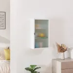 Dulap suspendat Zundert cu ușă din sticlă riflată, alb, 60x35x15 cm