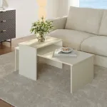 Set 2 măsuțe de cafea Sotapim, bej nisip, design modern