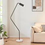 Lampadar modern Vatka GU10 din metal negru cu bază din marmură albă