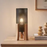 Lampă de masă Joelleldsvin din lemn și metal negru, 30x14x14 cm