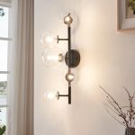 Wandleuchte Makkor Metall und Glas 62x35x24 cm Schwarz [lux.pro]