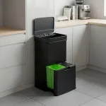 Coș de gunoi cu senzor Venna 62L, 3 compartimente, negru