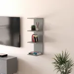 Raft de perete Surahammar gri cu 4 polite, 95x30x28 cm, [en.casa]