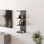 Raft de perete Surahammar cu 4 polițe, aspect marmură neagră, 95x30x28 cm