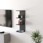 Raft de perete Surahammar cu 4 polițe, negru, 95x30x28 cm