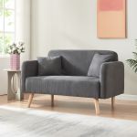 2-Sitzer Sofa Midt 132x70x81 cm Cord Grau [en.casa]
